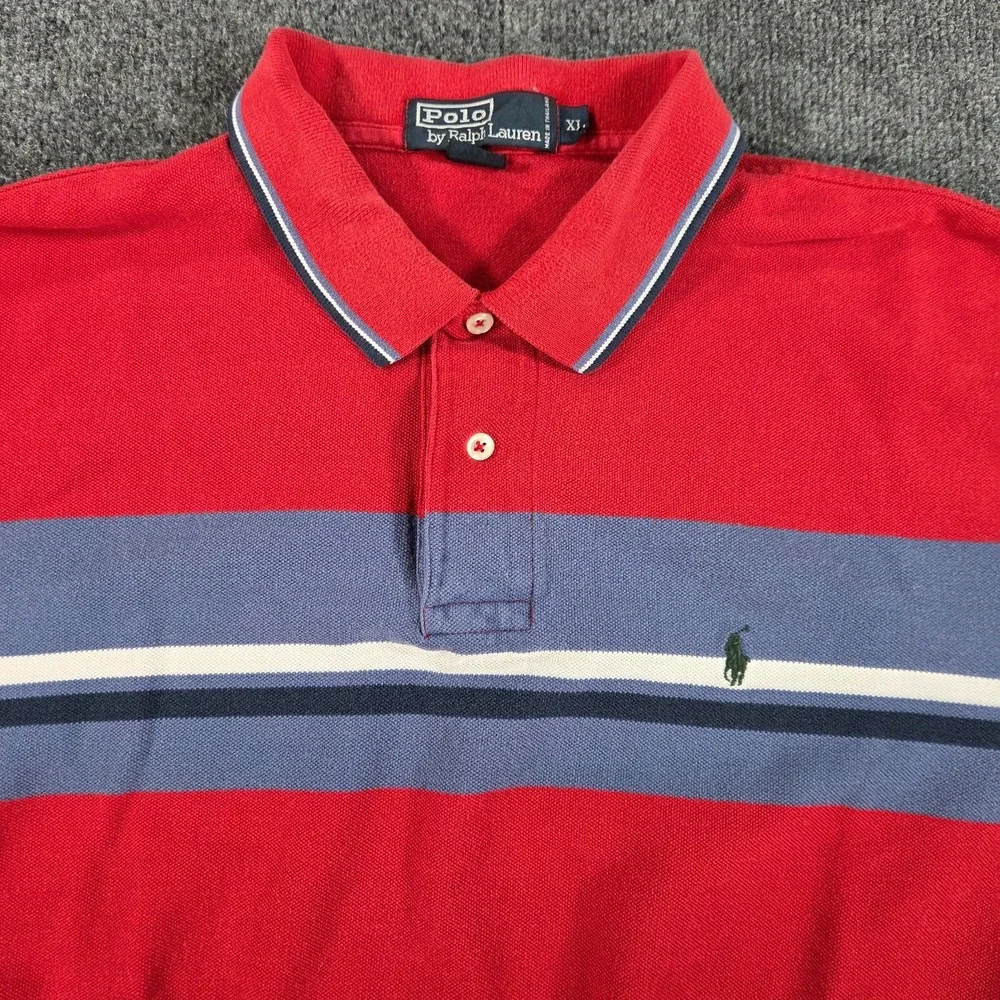 Polo Ralph Lauren Men's XL Red White Blue Cotton Polo Shirt Vintage